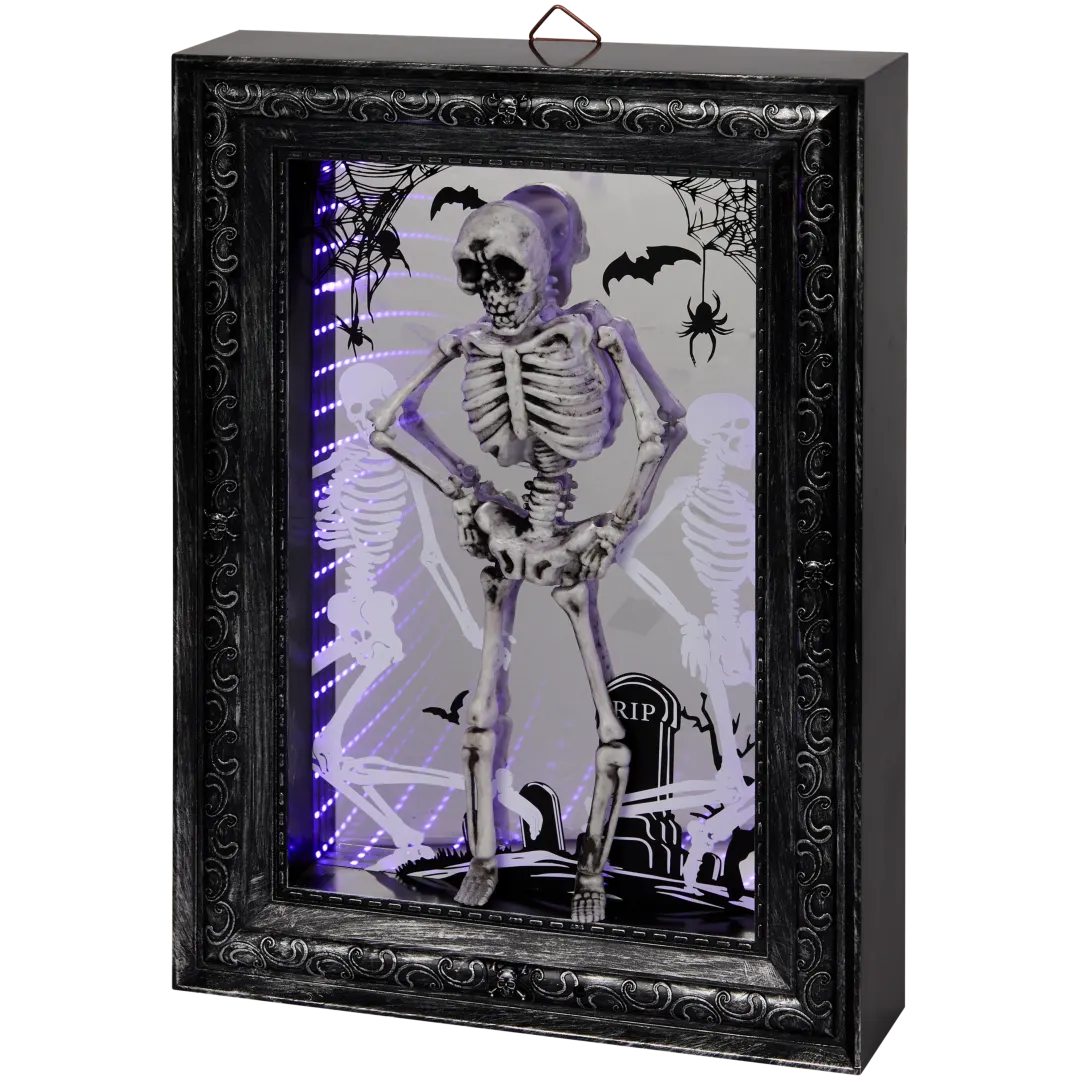 Halloween spiegel met dansend skelet