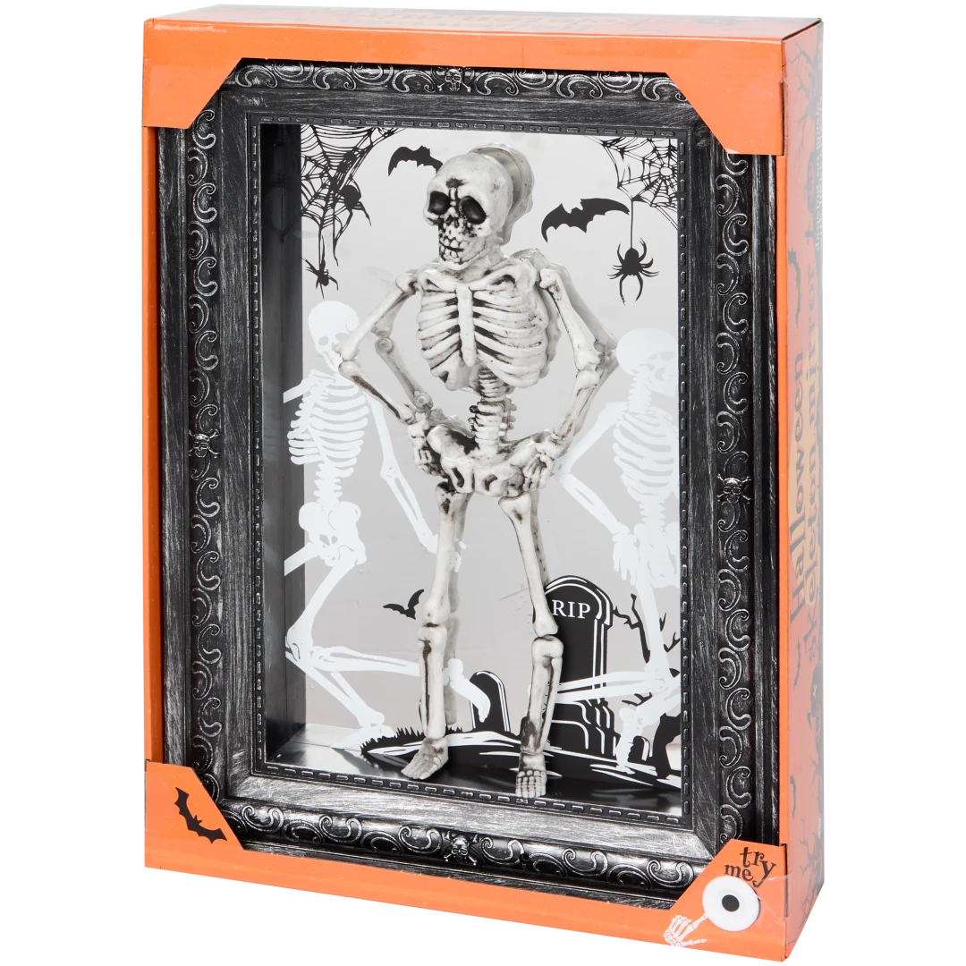Halloween spiegel met dansend skelet