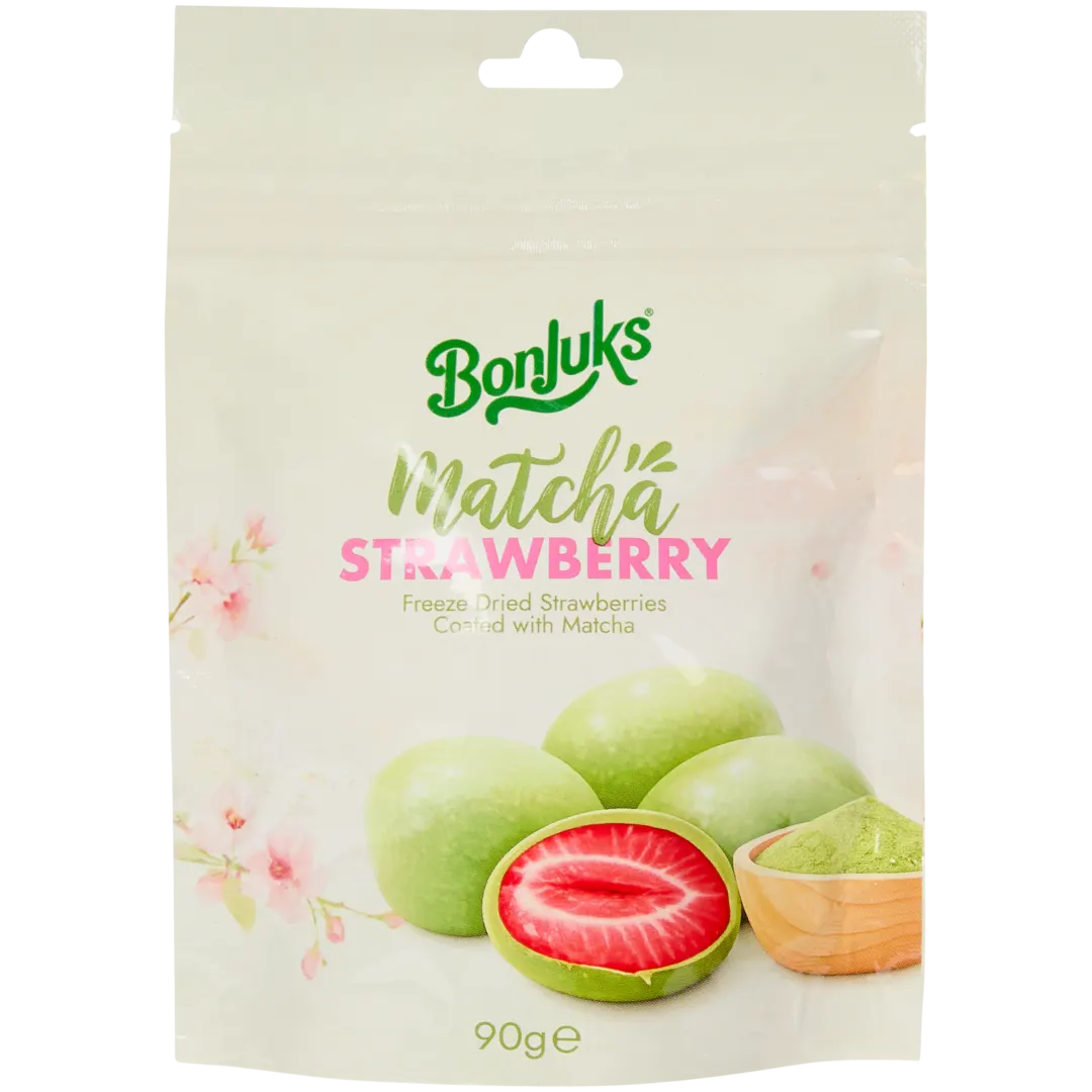 Bonjuks gevriesdroogde aardbeien Matcha