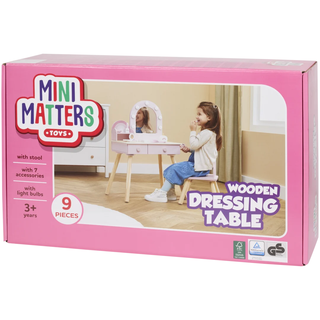 Mini Matters Lesena kozmetična mizica s stolčkom