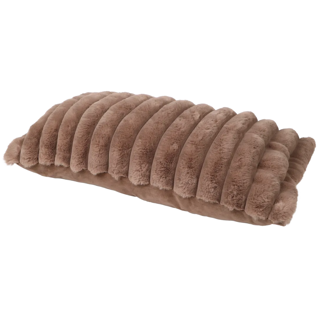 Coussin côtelé en fausse fourrure