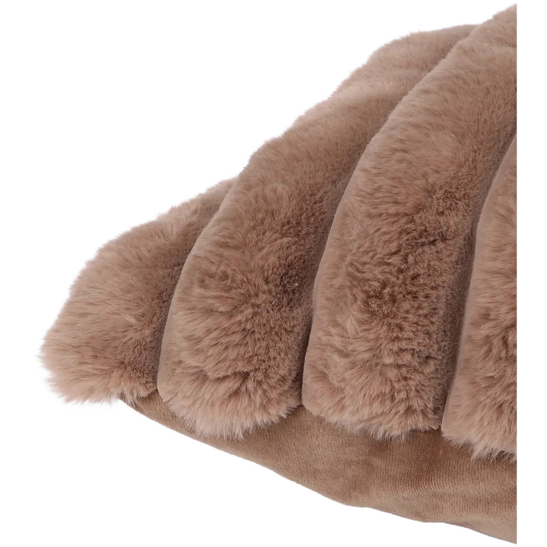 Coussin côtelé en fausse fourrure