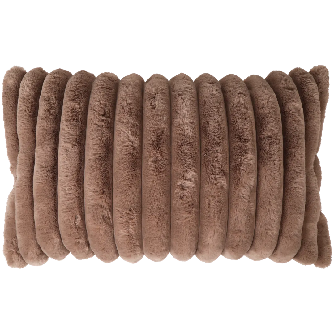 Coussin côtelé en fausse fourrure