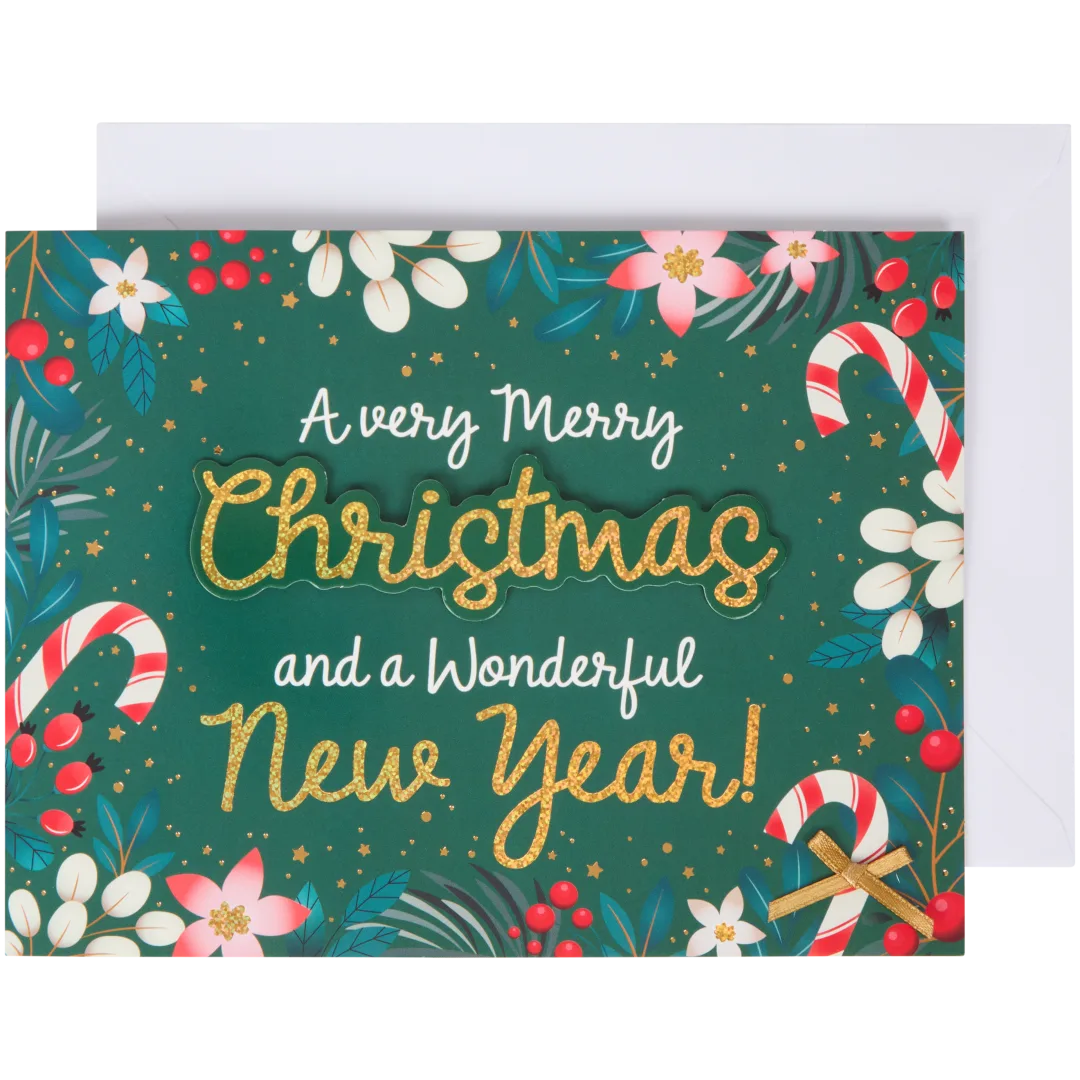 Carte de Noël avec film pailleté