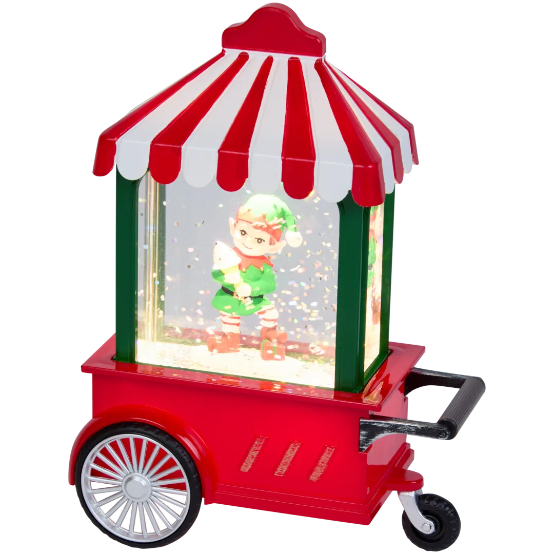 Weihnachtliche Schneekugel mit LED-Beleuchtung
