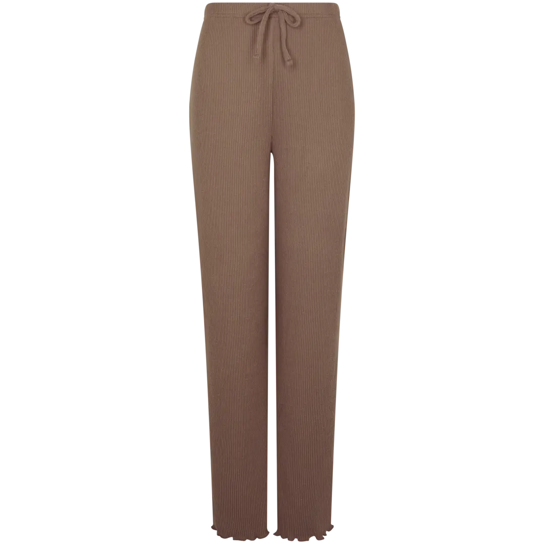 Calças de pijama em tecido canelado