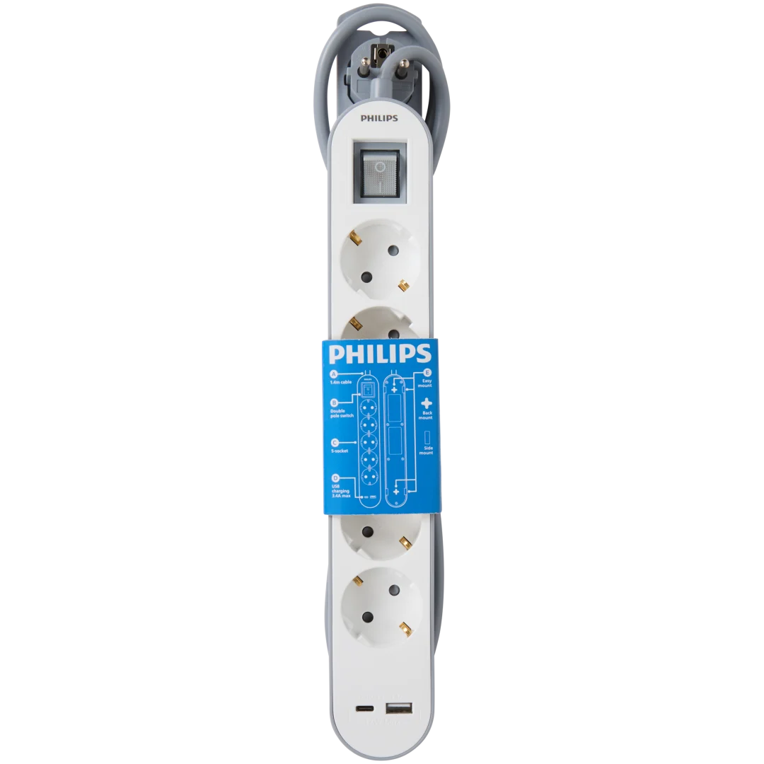 Prelungitor cu USB-A și USB-C Philips