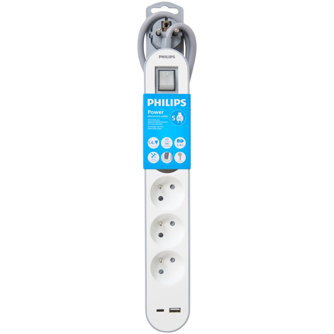 Rozvodná zásuvka s USB-A a USB-C Philips