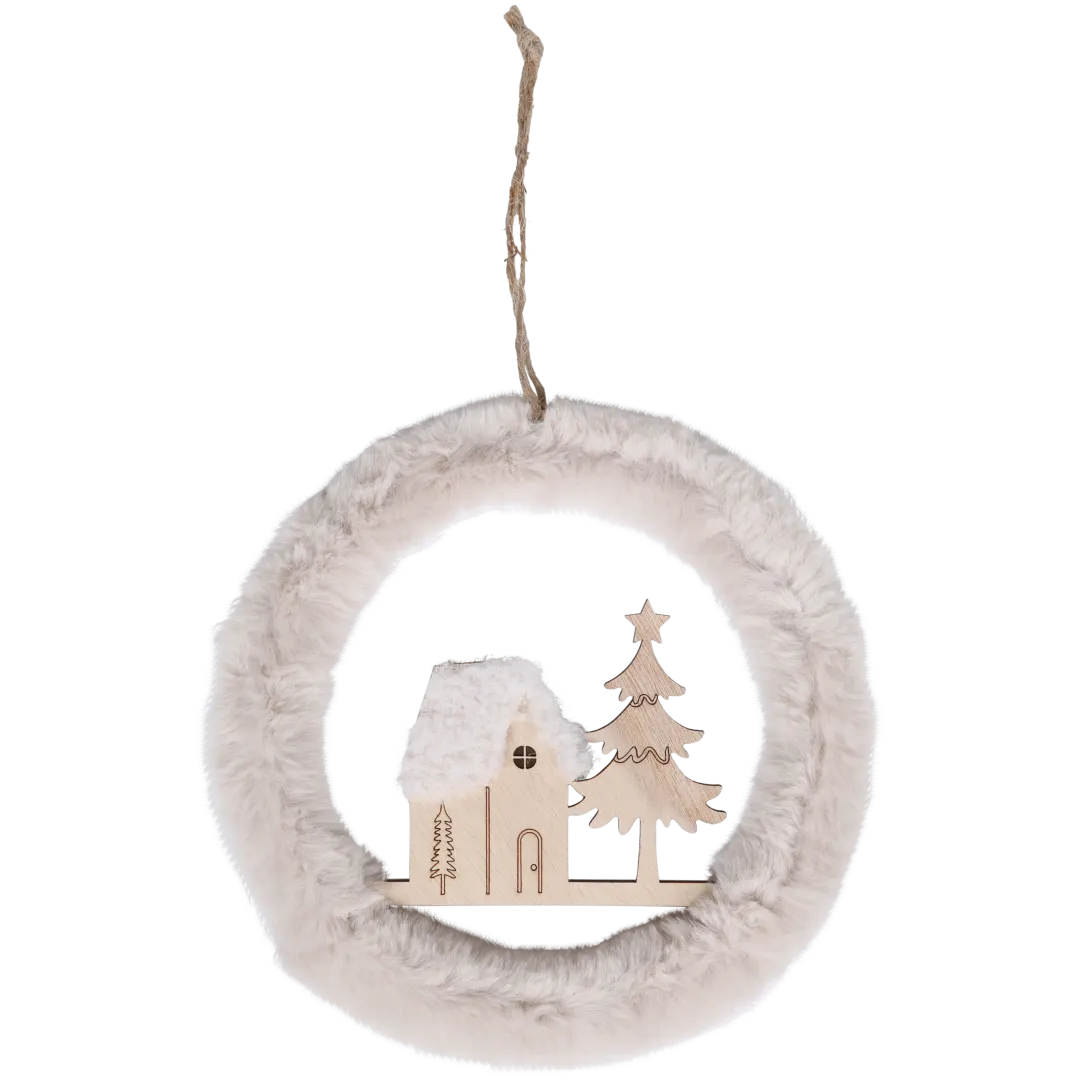 Weihnachtsanhänger mit Kunstpelz