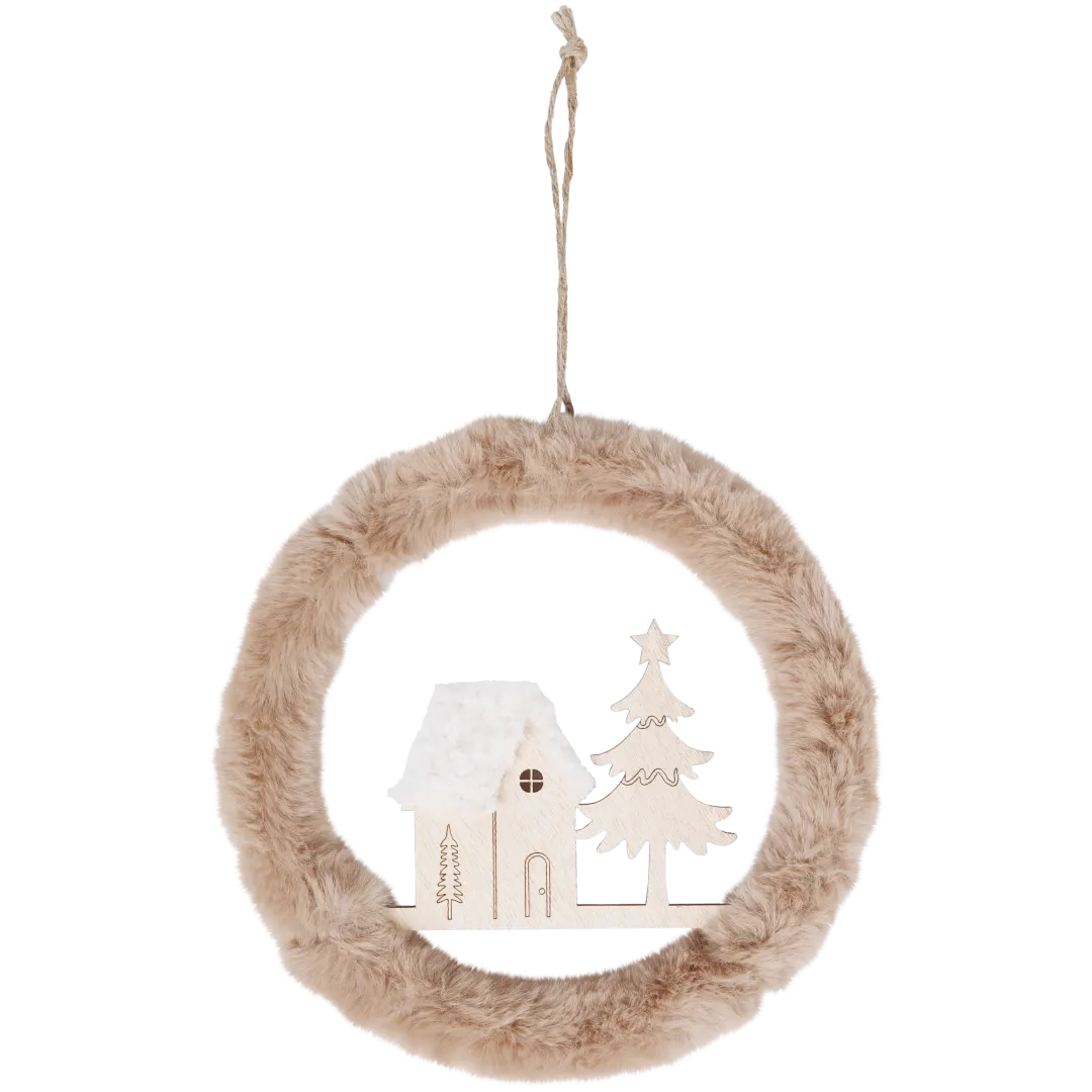 Weihnachtsanhänger mit Kunstpelz