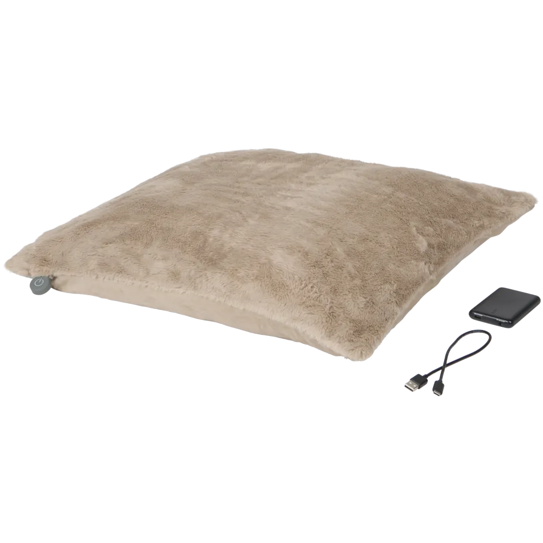 Coussin chauffant rechargeable en fausse fourrure