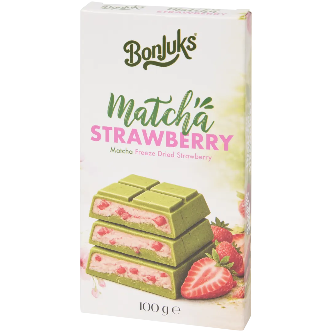 Bonjuks Schokoladenriegel Matcha Strawberry