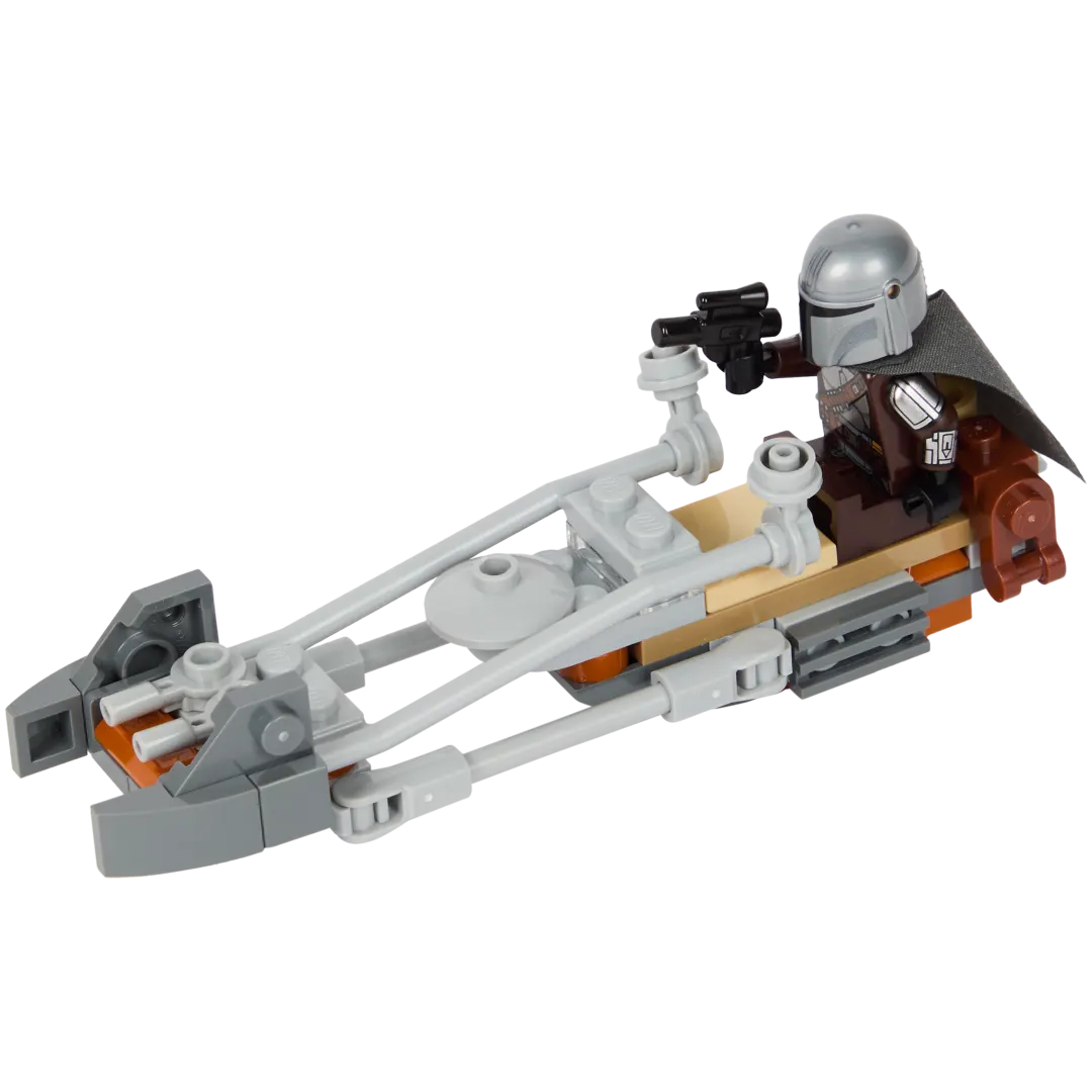 LEGO Star Wars de Mandalorian en Grogu's speederbike