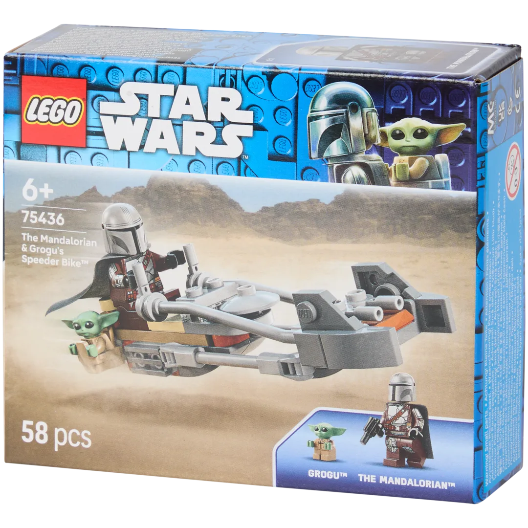 LEGO Star Wars de Mandalorian en Grogu's speederbike