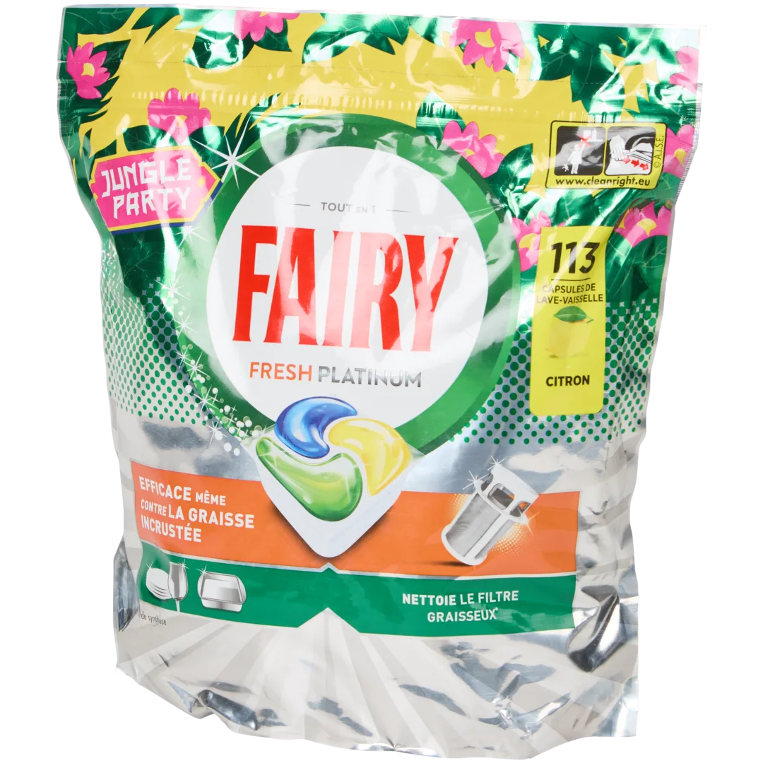 Capsules de lave-vaisselle tout-en-un Fairy Fresh Platinum Jungle Party