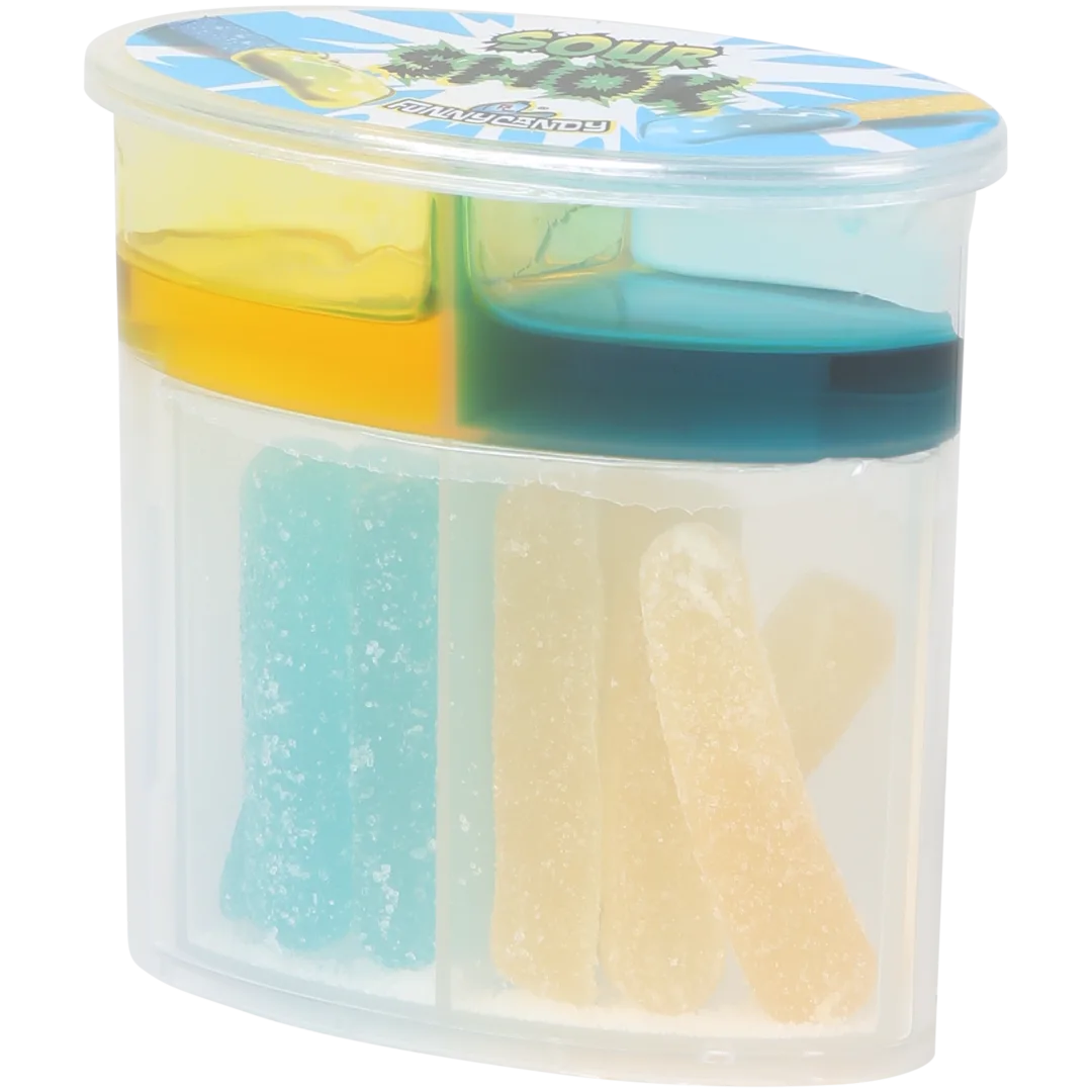 Saure Fruchtgummis mit Dip