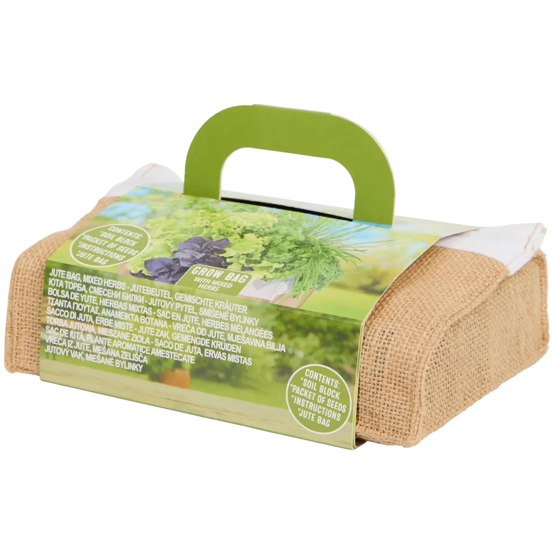 Kit prêt à pousser dans un sac en toile de jute
