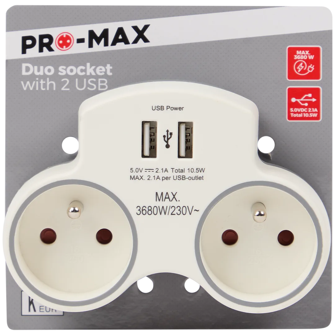 Pro-max verdeelstekker met USB-A