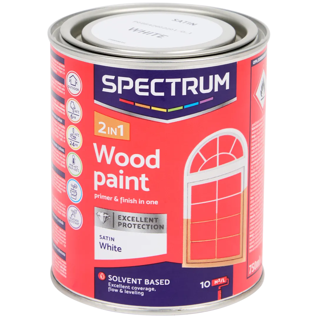 Spectrum 2-in-1 zijdeglans houtlak wit