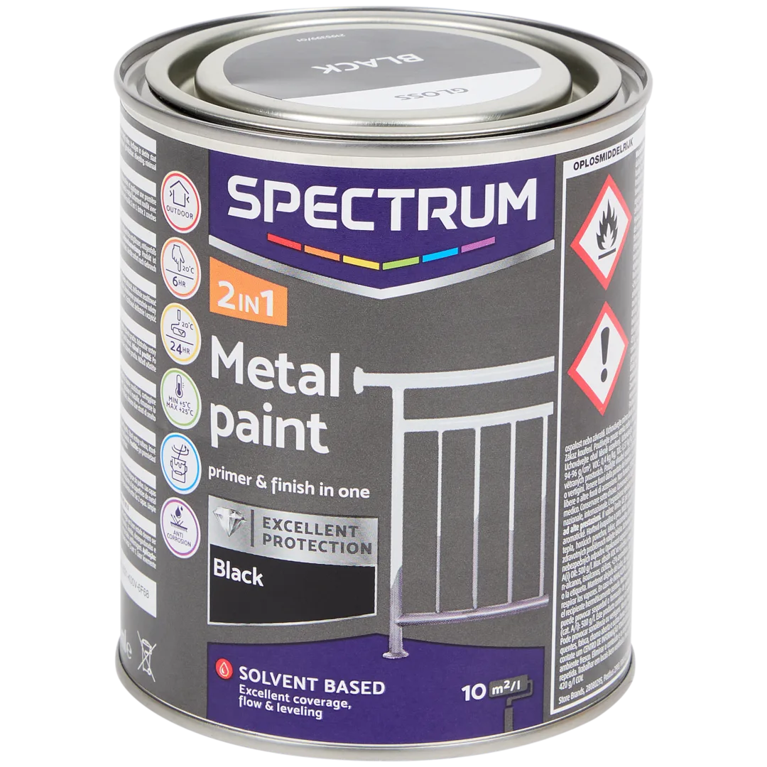 Laque satinée pour bois 2-en-1 Spectrum Noir
