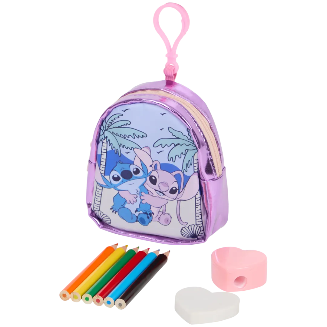 Mini rugzaksleutelhanger met tekenspullen