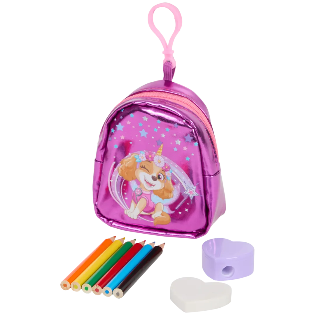 Mini rugzaksleutelhanger met tekenspullen