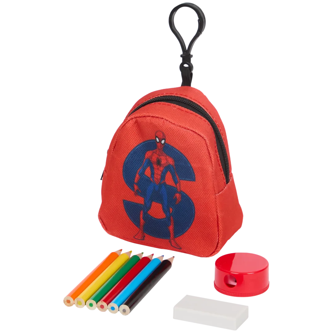 Mini rugzaksleutelhanger met tekenspullen