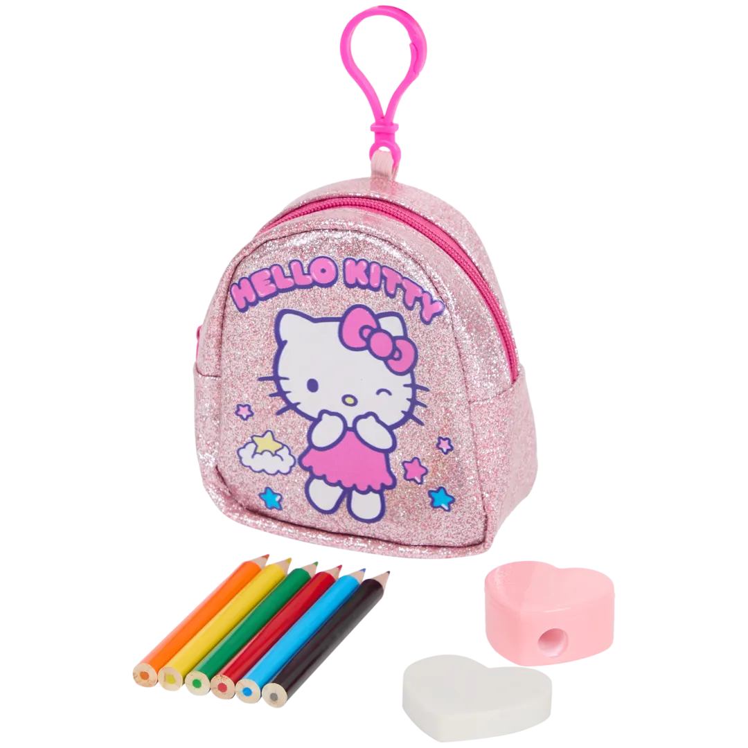 Mini rugzaksleutelhanger met tekenspullen