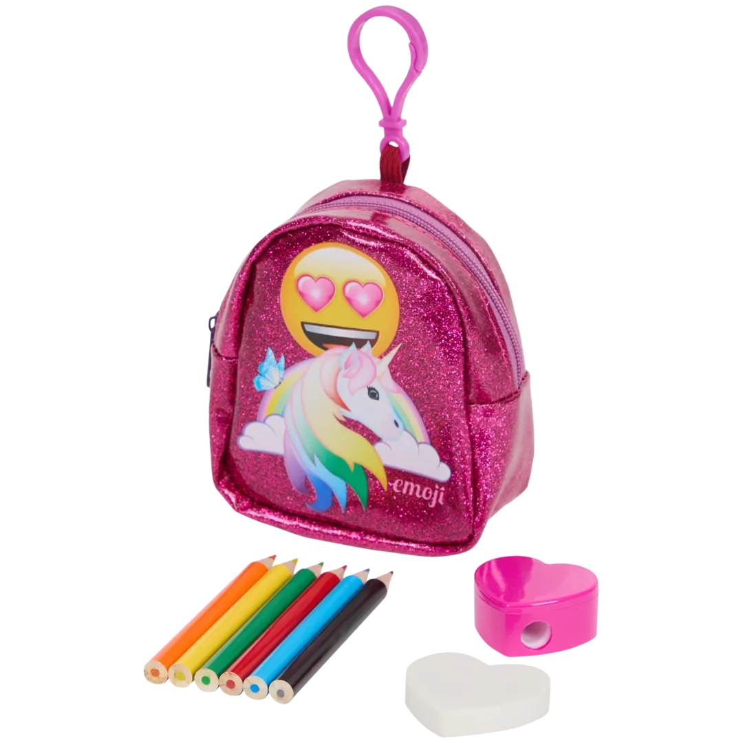 Mini rugzaksleutelhanger met tekenspullen