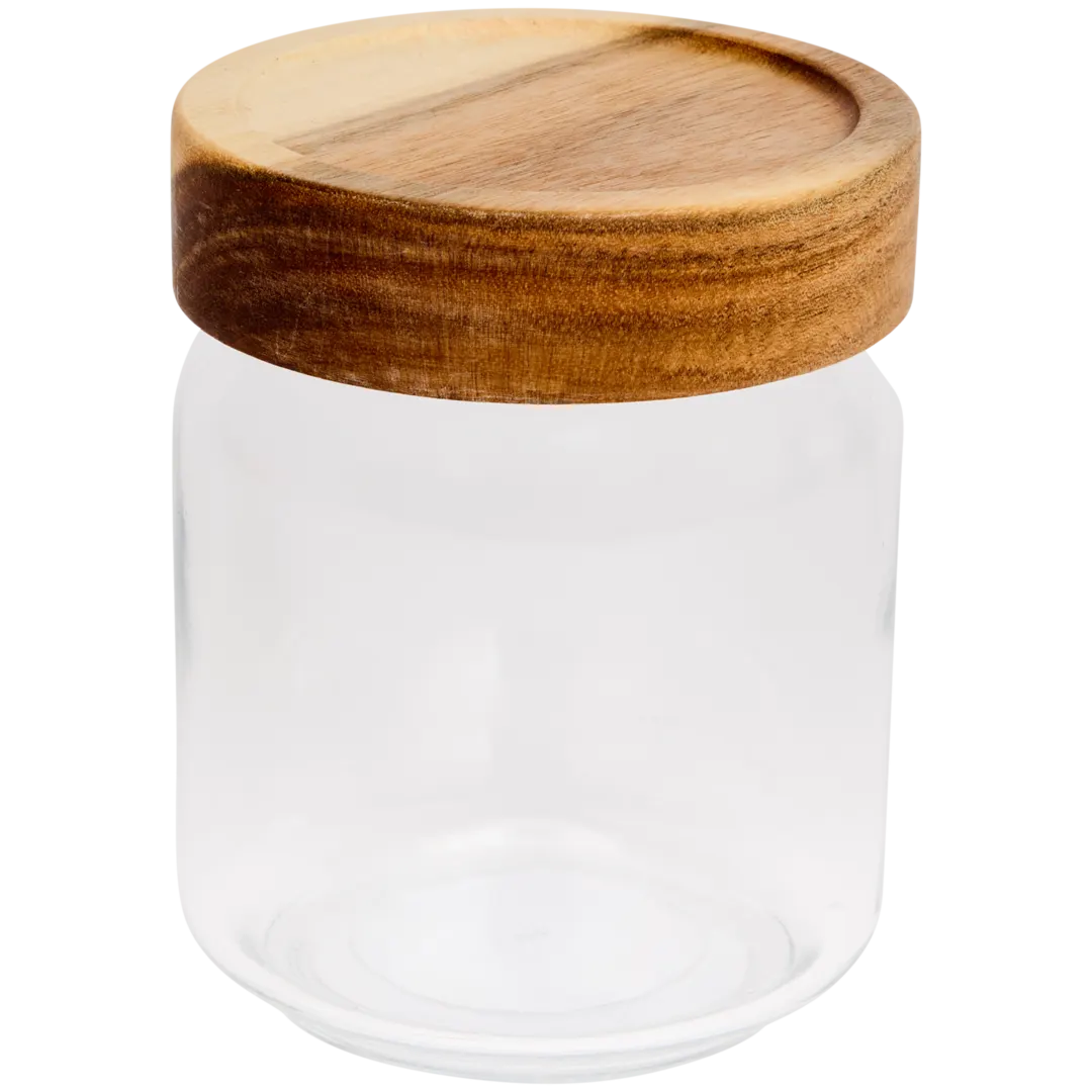 Słoik z drewnianą pokrywką