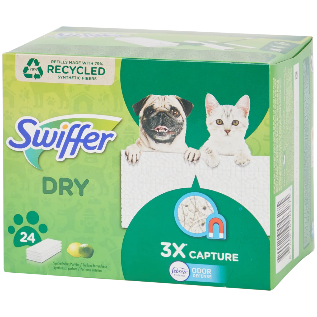 Recharges Lingettes Sèches Swiffer - 18 Lingettes Parfum Febreze - Pour Balai Swiffer - Attrape Poussière Et Poils