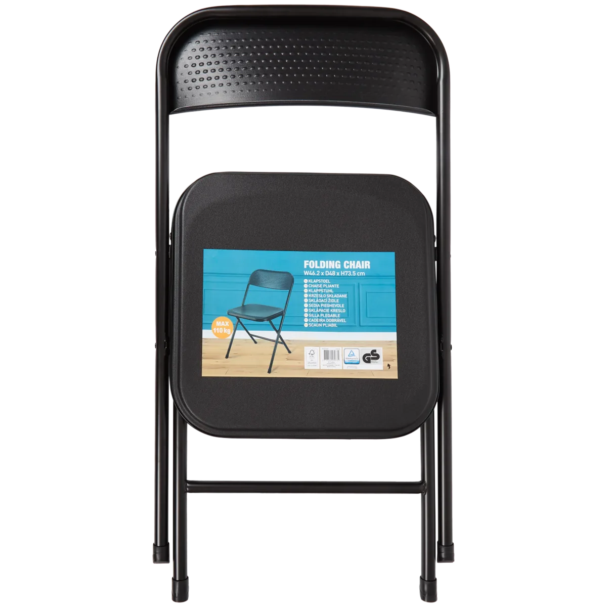 BRASQ Set Van 4 Klapstoelen Wit Zwart - Opvouwbare Stoelen 43x38x78 Cm Pvc Eettafelstoelen