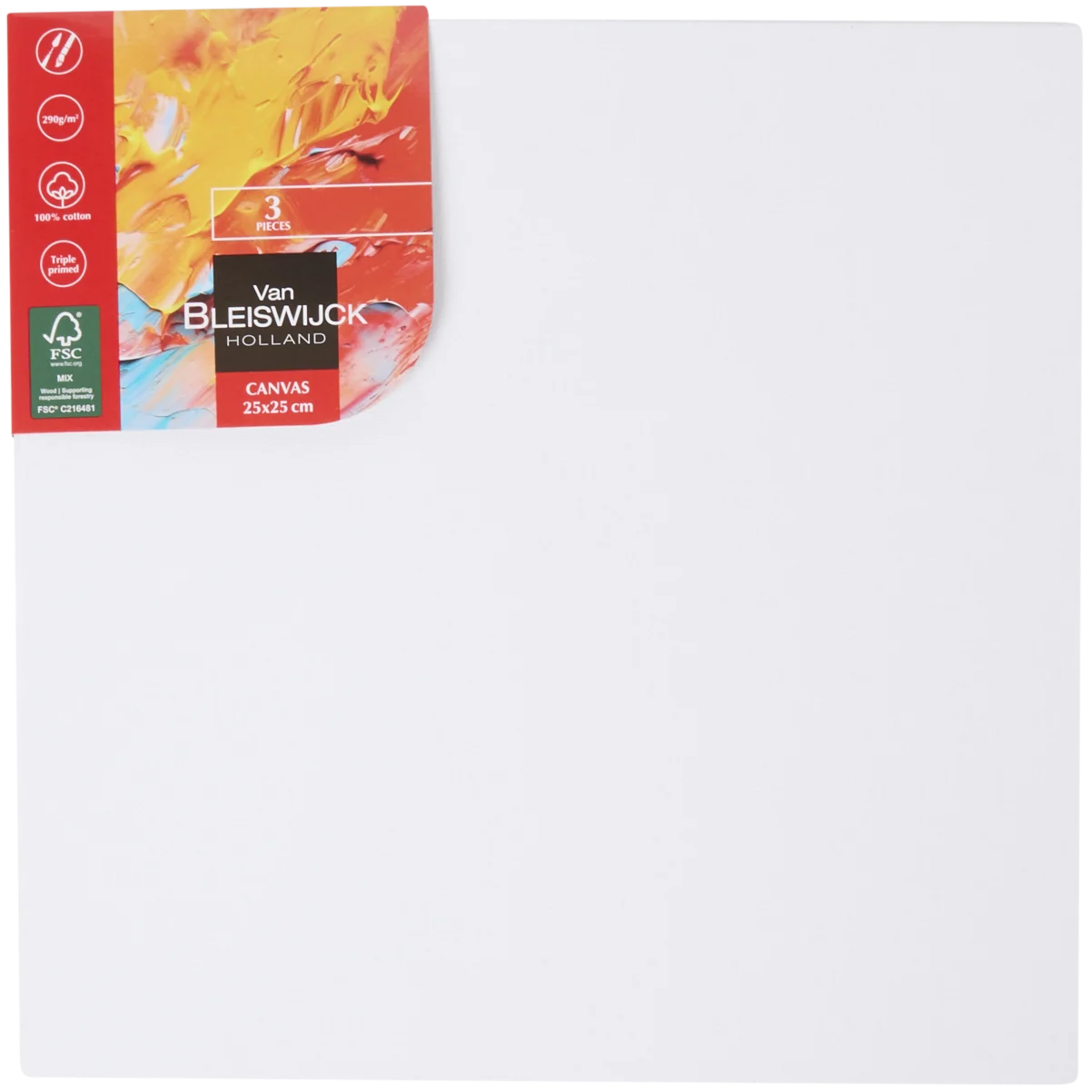 Van Bleiswijck Malerleinwände – Weiß, 25 x 25 cm, 3 Stück