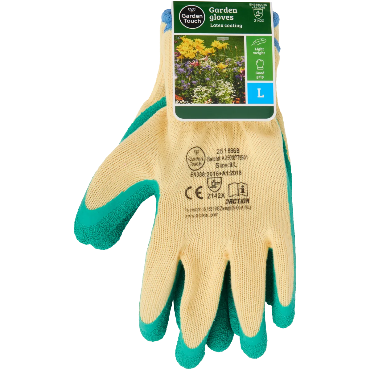 Spontex Garden Guanti Da Giardinaggio Taglia L, Rivestimento In Nitrile, Fodera In Poliestere Senza Cuciture, Polsini Regolabili In Velcro, 1 Paio - 2