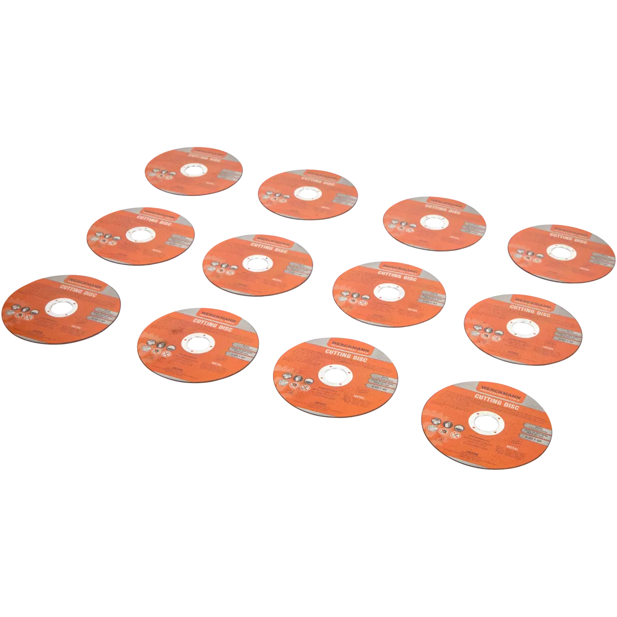 Set di 12 dischi da taglio in metallo, acciaio, acciaio inox, diametro 125 mm x 1,2 mm x 22,23 mm, A60 80 m/s