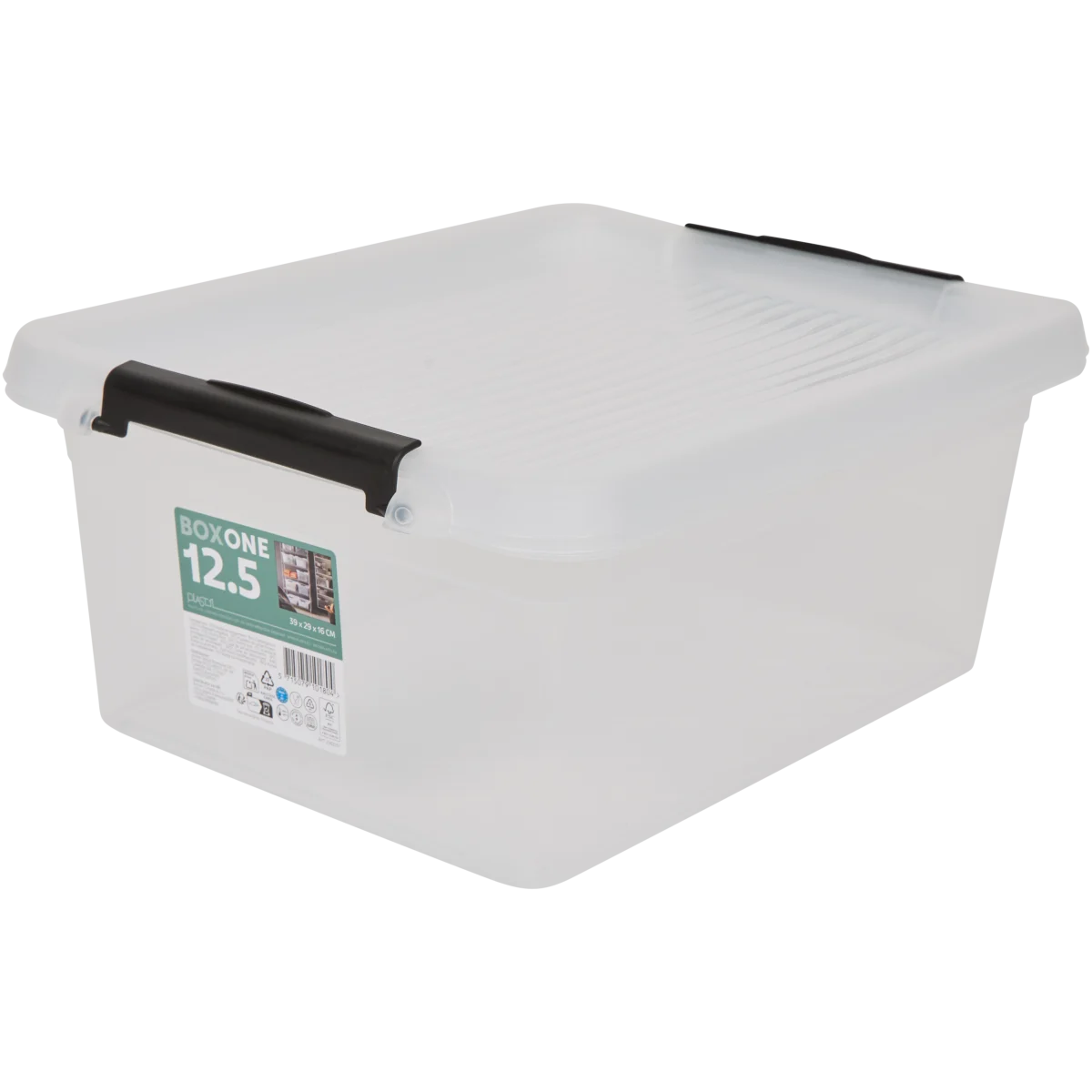 Aufbewahrungsbox mit Klemmdeckel – 39 x 29 x 16 cm, Transparant