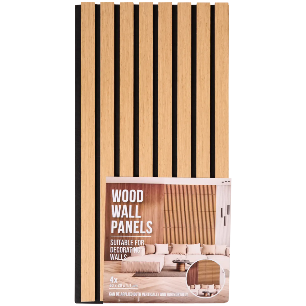 Wandpaneele aus Holz – 60 x 30 x 1 cm, 4 Stück, Braun