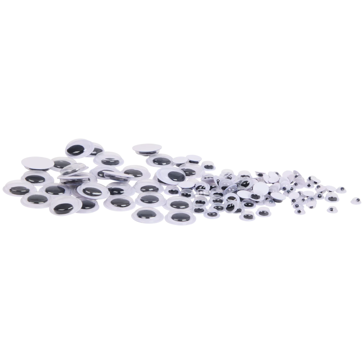 JANYUN - 100 occhi finti autoadesivi che si illuminano al buio, colori brillanti, 8 mm, 10 mm, 12 mm, 15 mm, 20 mm, 25 mm, confezione mista per decorazioni fai da te