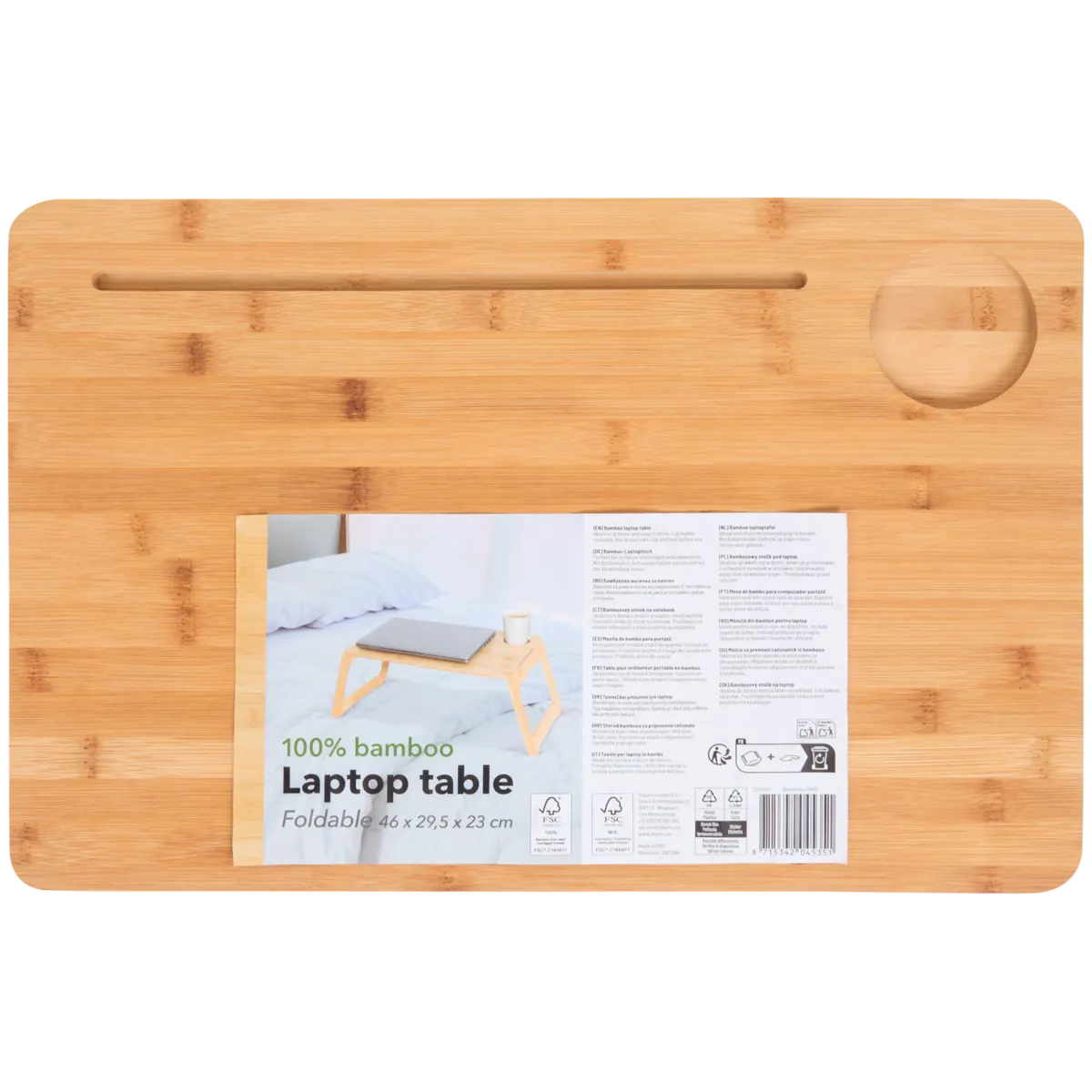 Table Portable Bambou Pour Ordinateur - Plateau Lit Pliable Réglable Hauteur Avec Ventilation