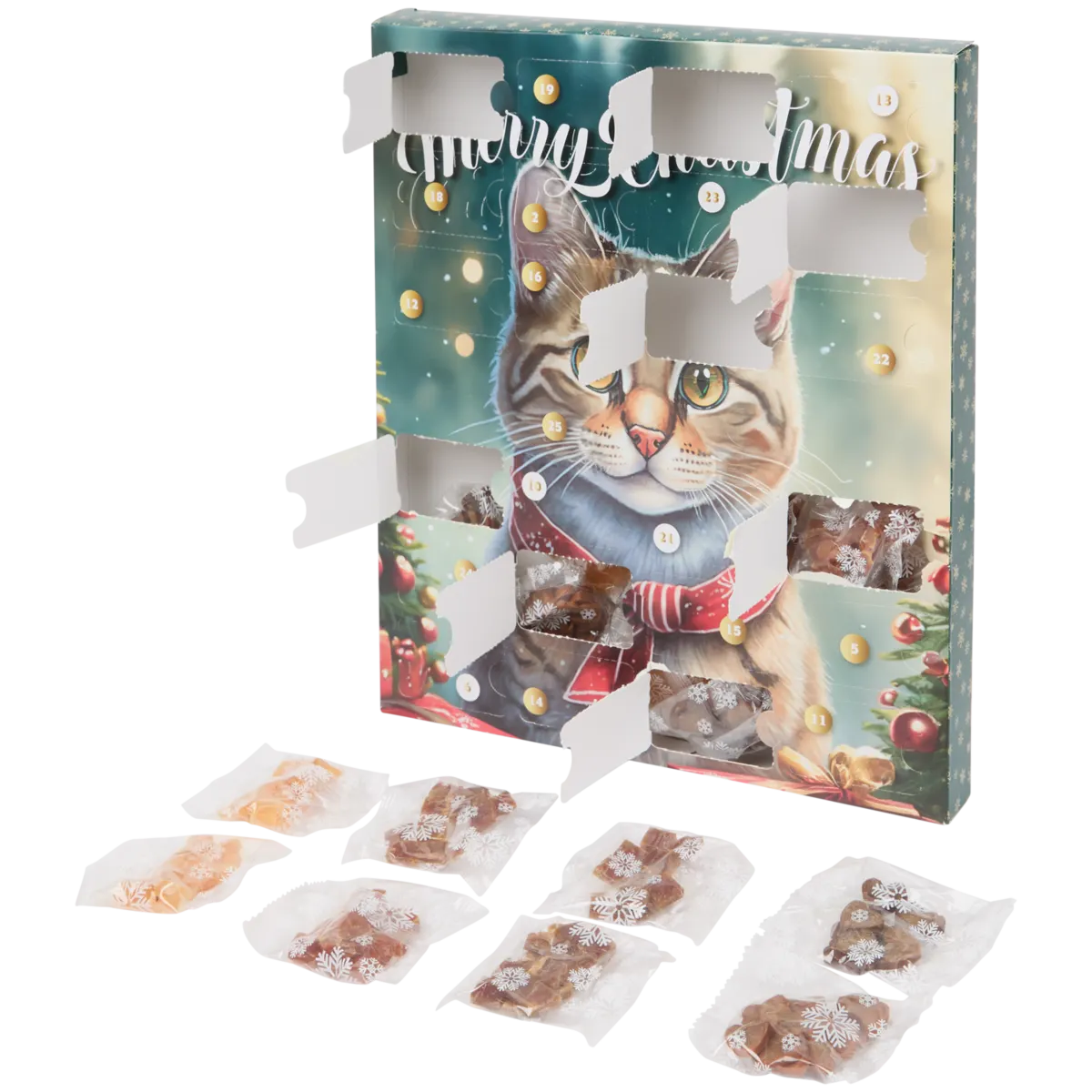 Calendrier De L'Avent En Acrylique 2D Avec Chat - Décoration Murale Mignonne Pour Noël - 24 Jours - 28x18 Cm