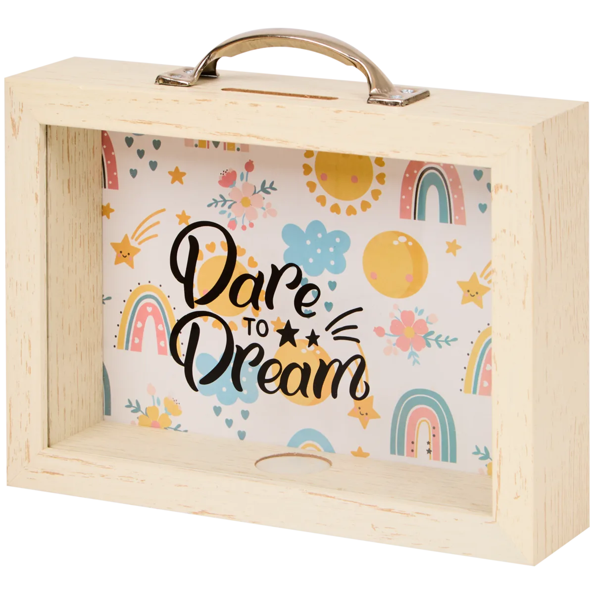 Salvadanaio In Legno 'Adventure Awaits' - Con Cornice, 20x20 Cm | Verde - Foto 4