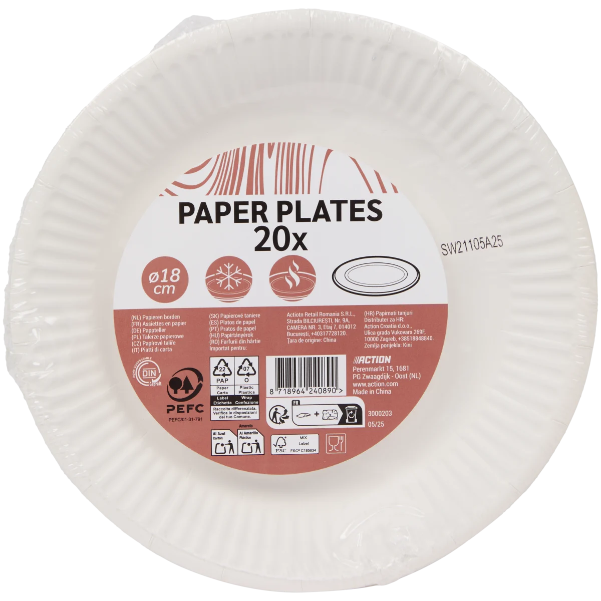 Pappteller – Ø 18 cm, 20 Stück, Weiß