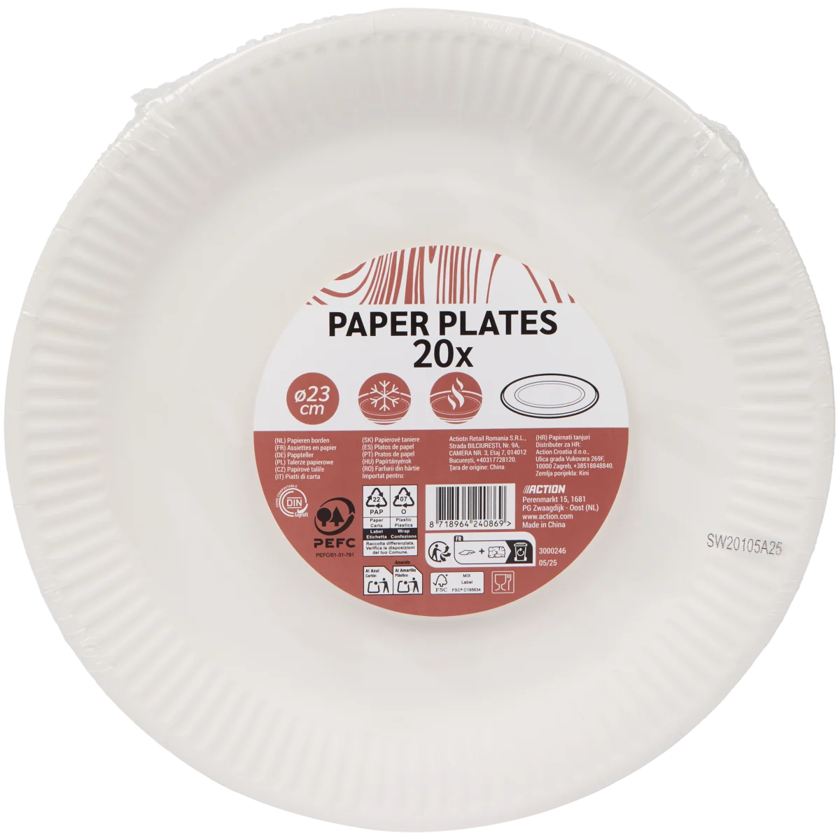 Piatti Di Cartone Bianco Rotondi 23 Cm - Usa E Getta, Stabili, Per Snack, Catering, Feste, Cibo Da Asporto Piatti Snack Stabili