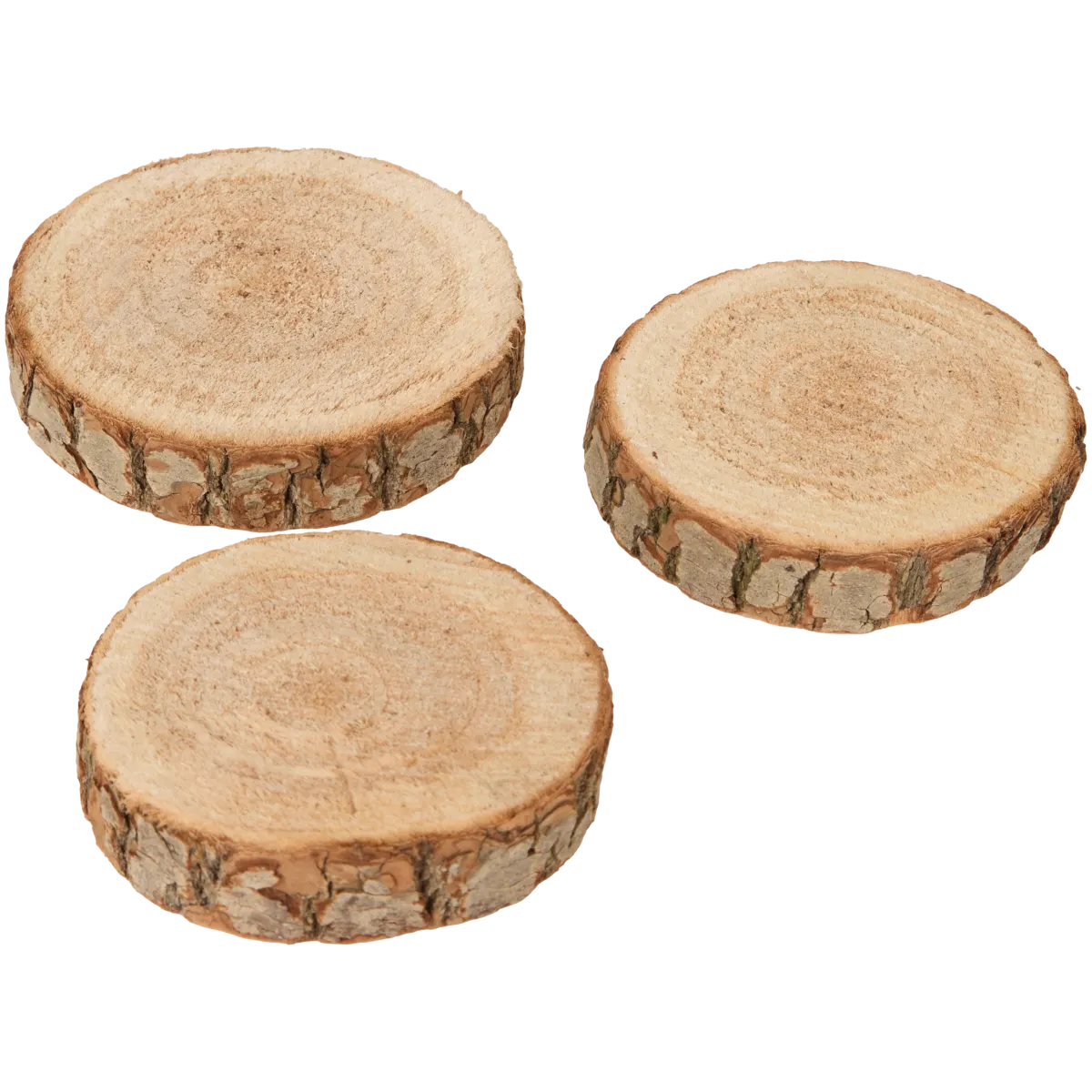 Deko-Holzscheiben – Ø 11 cm, 3 Stück, Braun