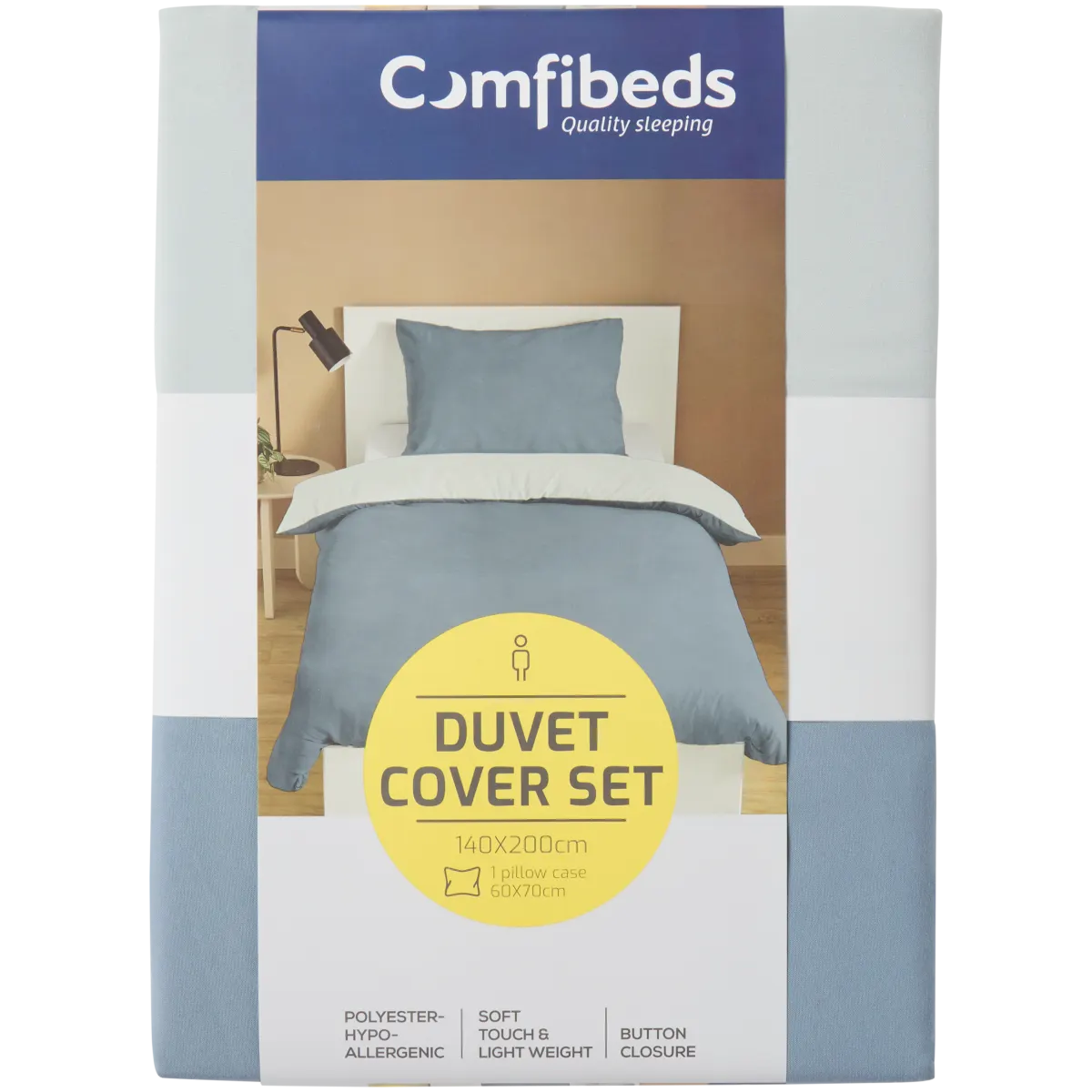 Aymax Set Copripiumino Reversibile T'CP 140x200 Cm - 100% Cotone, Con Federa 65x65 Cm