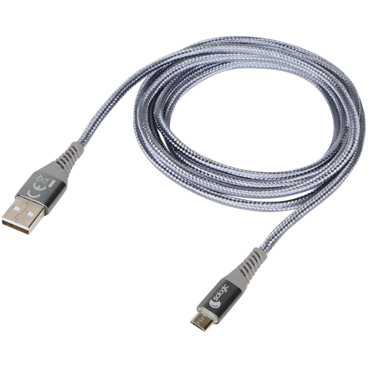 DeleyCON Cavo Micro USB 1m – Carica E Sincronizza USB-A A Micro-B, 10W 5V/2A, Guaina In Nylon Intrecciato, Connettori In Alluminio