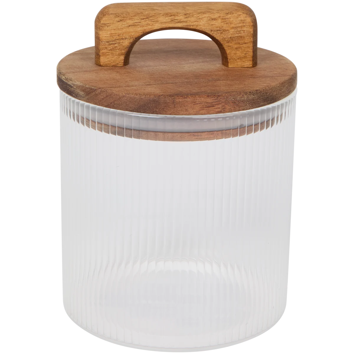 Vorratsglas mit Holzdeckel – Rund, Glas, Holz, Transparent