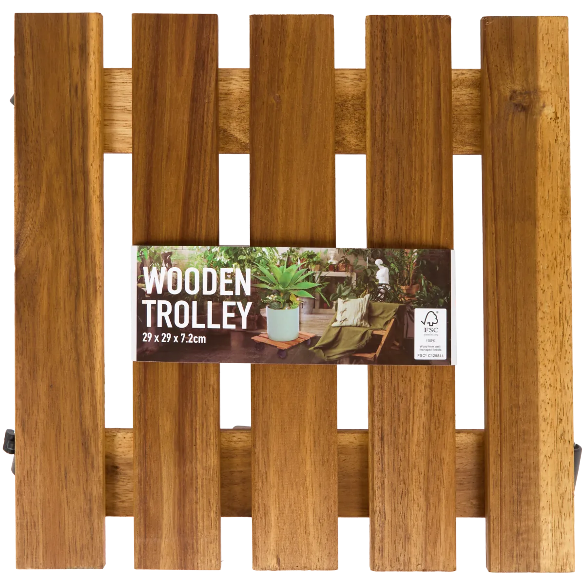 SET x2 Supports porte plantes à roulettes 30 x 30 cm en bois de pin – Tablettes pour plante avec