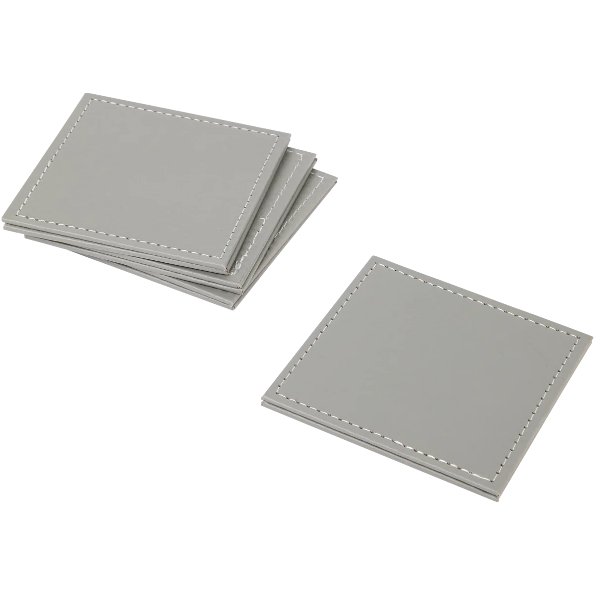 Set Di Sottobicchieri Quadrati In Pelle Pu Nera, Inodore