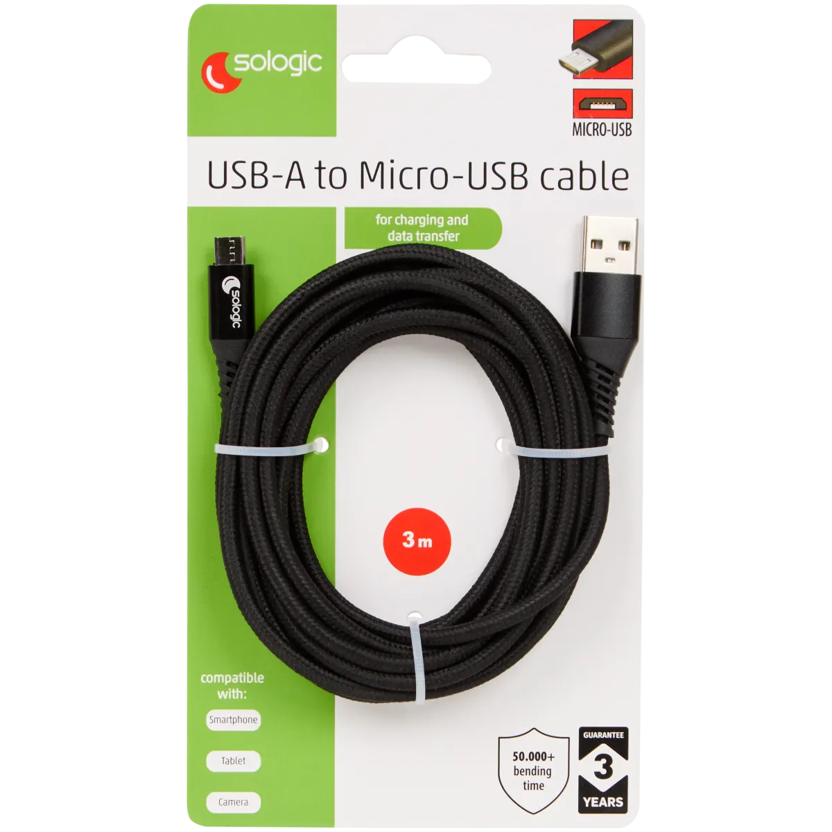 Green E e GR1004 Cavo Micro USB di sincronizzazione 15 cm Nero